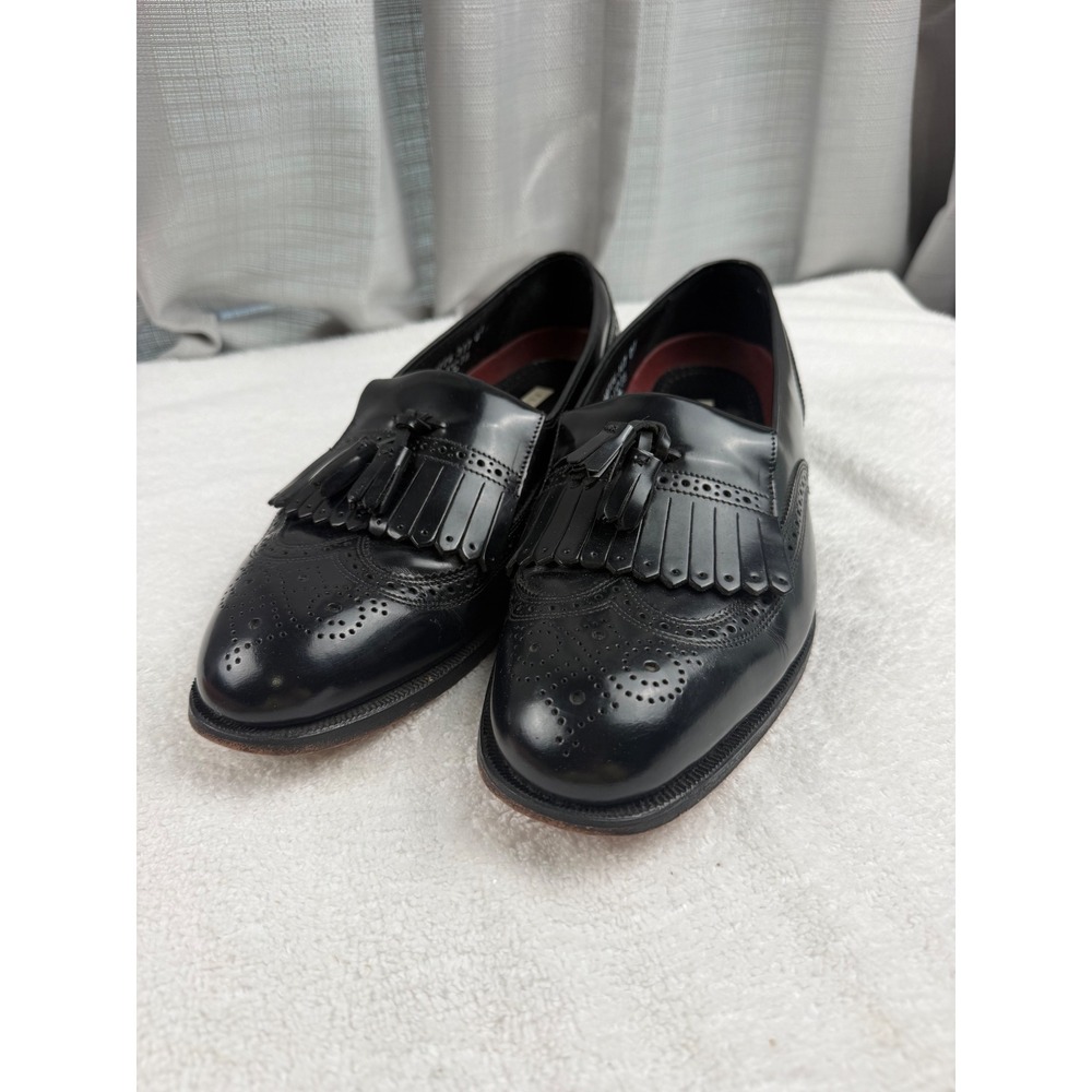 Florsheim Mens Black Leather Wingtip Kiltie Tassel Loafers 20533 Dress Shoes 9.5